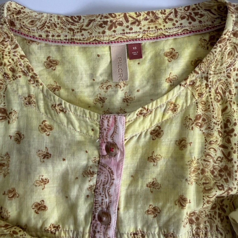 Anthropologie Pilcro The Tavi Blouse Top XS Patchwork Button Cotton Oversized - Picture 5 of 7
